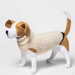 Boots & Barkley Ivory Cable-Knit Dog Sweater